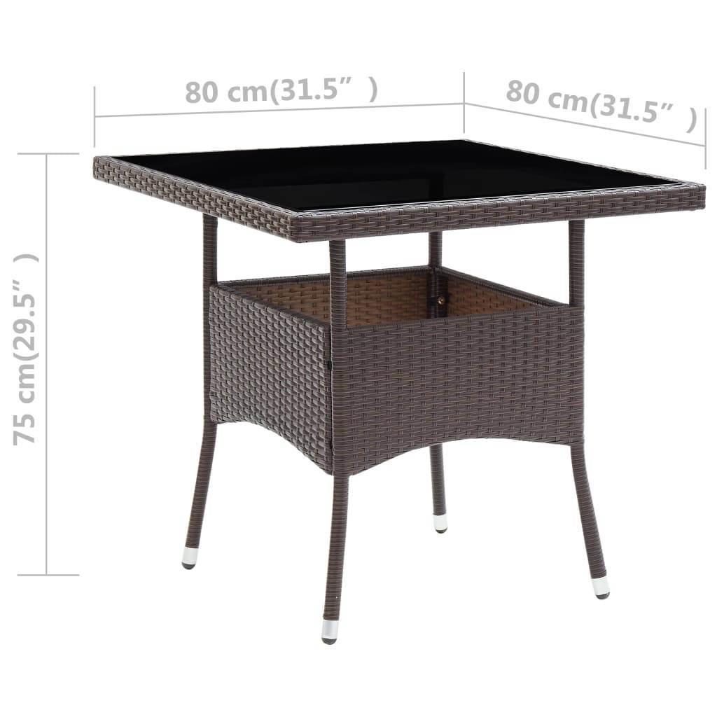 Table de Jardin Carrée 4 Personnes 80x80 cm en Résine Tressée Marron et Verre Trempé – ComfortXL Outdoor Living - Image 5