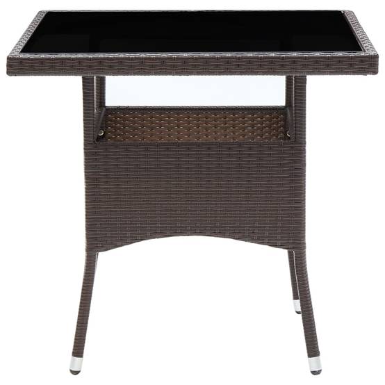 Table de Jardin Carrée 4 Personnes 80x80 cm en Résine Tressée Marron et Verre Trempé – ComfortXL Outdoor Living - Image 2