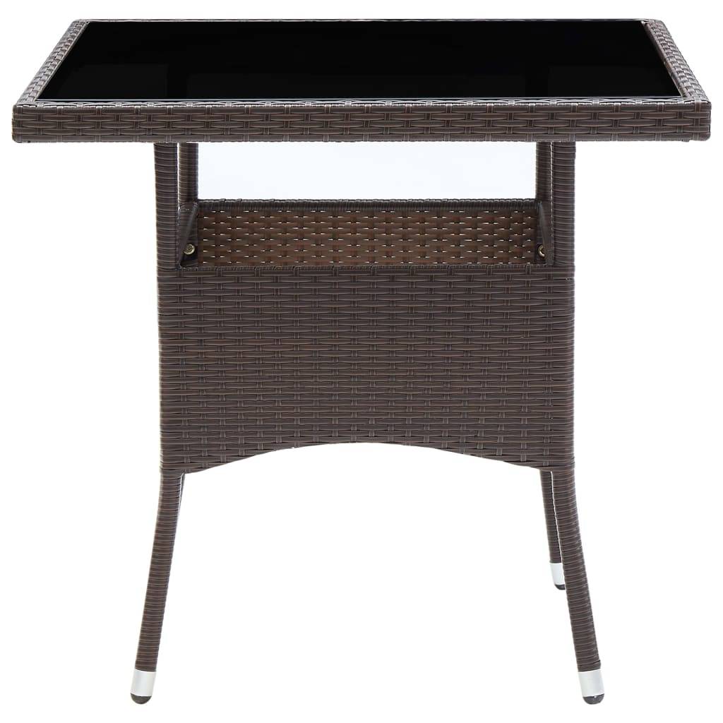 Table de Jardin Carrée 4 Personnes 80x80 cm en Résine Tressée Marron et Verre Trempé – ComfortXL Outdoor Living - Image 2