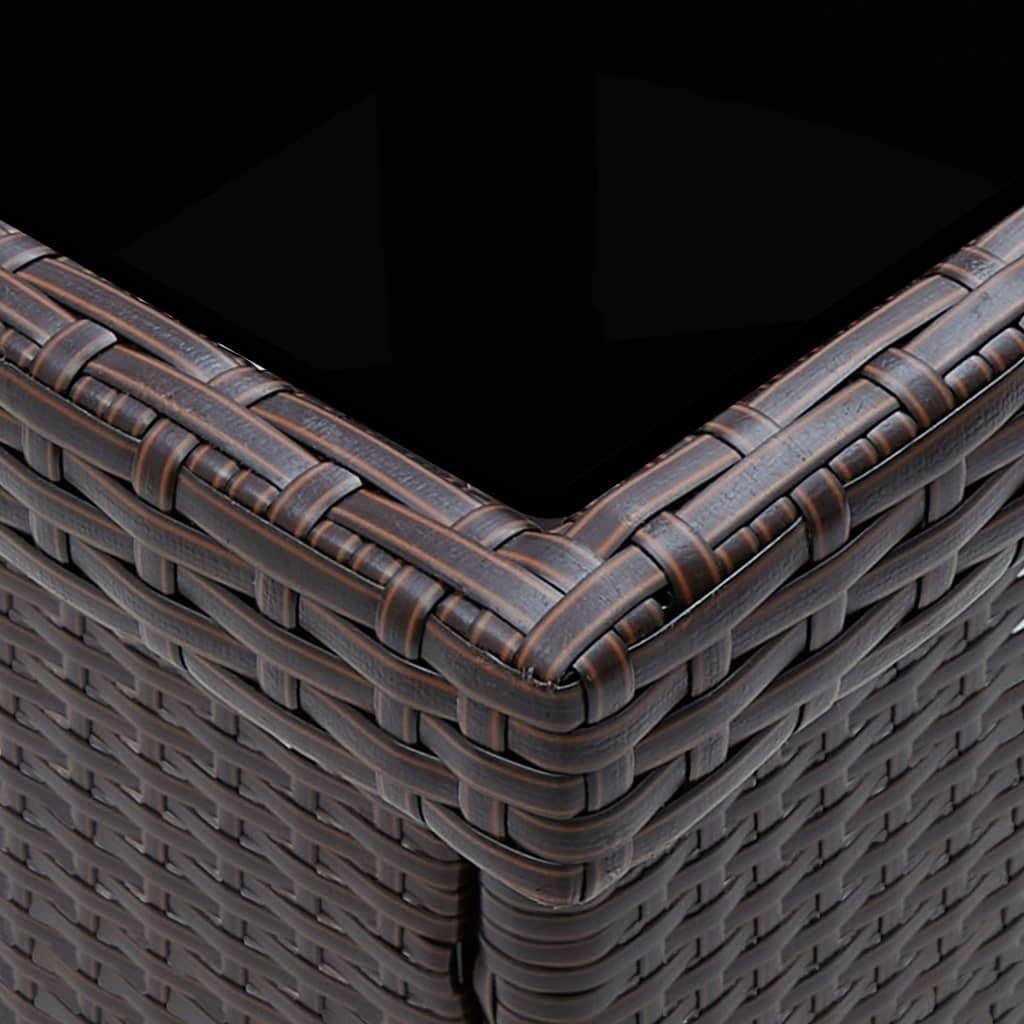 Table de Jardin Carrée 4 Personnes 80x80 cm en Résine Tressée Marron et Verre Trempé – ComfortXL Outdoor Living - Image 4