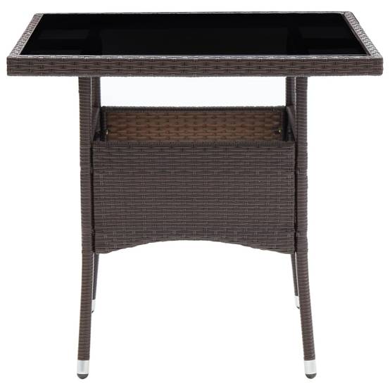 Table de Jardin Carrée 4 Personnes 80x80 cm en Résine Tressée Marron et Verre Trempé – ComfortXL Outdoor Living - Image 3