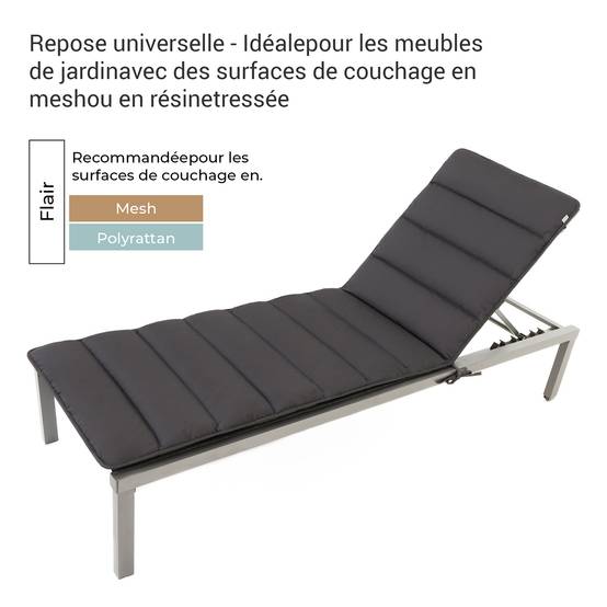 Coussin de Transat FlAIR - gris - 190x60cm - Image 3