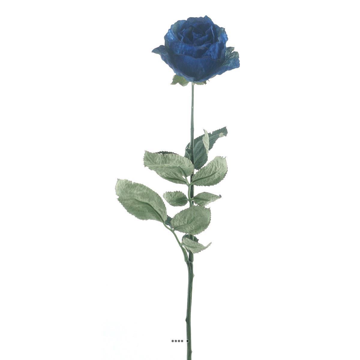 Artificielles - Rose Joy artificielle H 64 cm 1 tete D 7 cm 3 feuilles effet texturé Bleu royal - couleur: Bleu royal 250 - Imagen 1