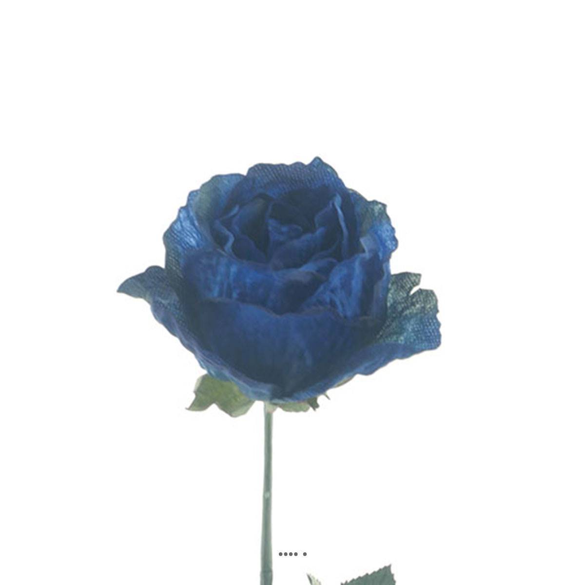 Artificielles - Rose Joy artificielle H 64 cm 1 tete D 7 cm 3 feuilles effet texturé Bleu royal - couleur: Bleu royal 250 - Imagen 3
