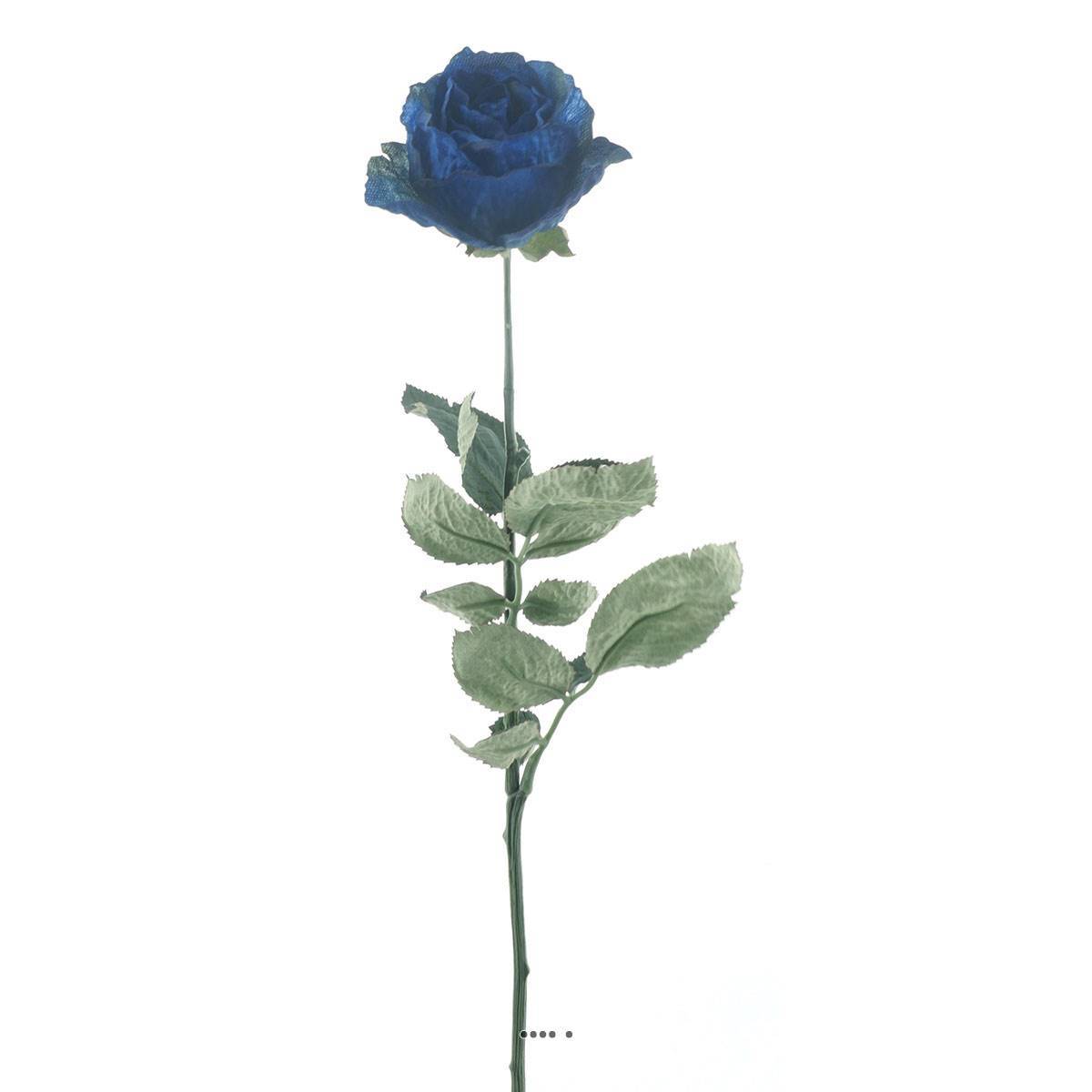 Artificielles - Rose Joy artificielle H 64 cm 1 tete D 7 cm 3 feuilles effet texturé Bleu royal - couleur: Bleu royal 250 - Imagen 2