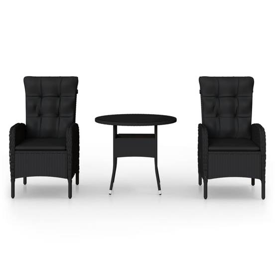 ComfortXL - Salon de Jardin pour 2 Noir, Grande Table Ronde en Verre et Chaises Détente Réglables – ComfortXL Outdoor Living - Image 2