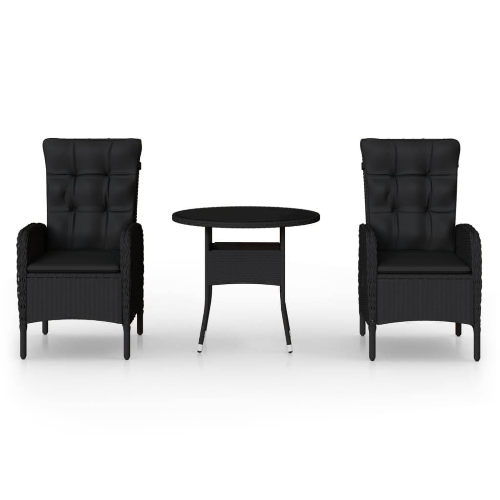ComfortXL - Salon de Jardin pour 2 Noir, Grande Table Ronde en Verre et Chaises Détente Réglables – ComfortXL Outdoor Living - Image 2