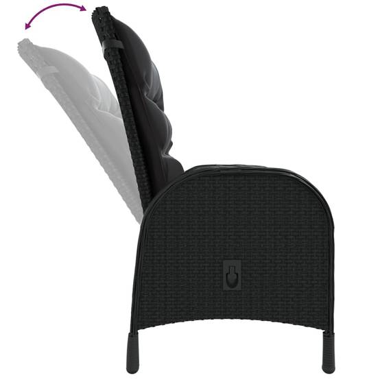 ComfortXL - Salon de Jardin pour 2 Noir, Grande Table Ronde en Verre et Chaises Détente Réglables – ComfortXL Outdoor Living - Image 5