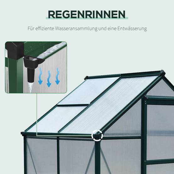 ComfortXL - Serre de jardin en aluminium et polycarbonate 190 x 132 x 201 cm verte avec lucarne pour légumes fleurs et herbes - Image 7