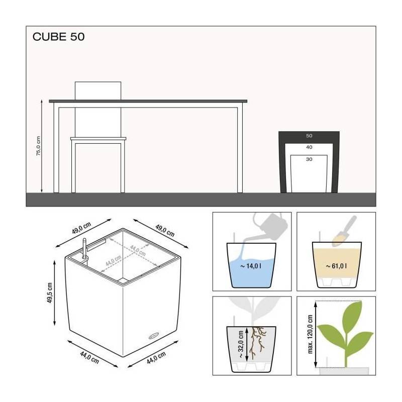 Lechuza - Lechuza Jardiniere Cube Cottage 50 All-in-one Moka 442088 - Imagen 3
