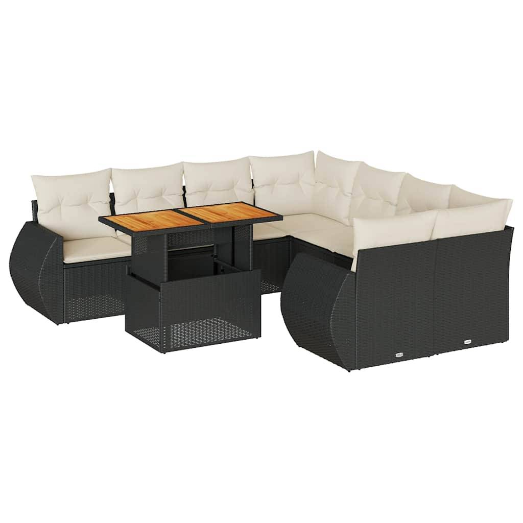 ComfortXL - Salon de jardin 9 places résine tressée avec table à hauteur réglable et rangement Noir – ComfortXL Outdoor Living - Image 2