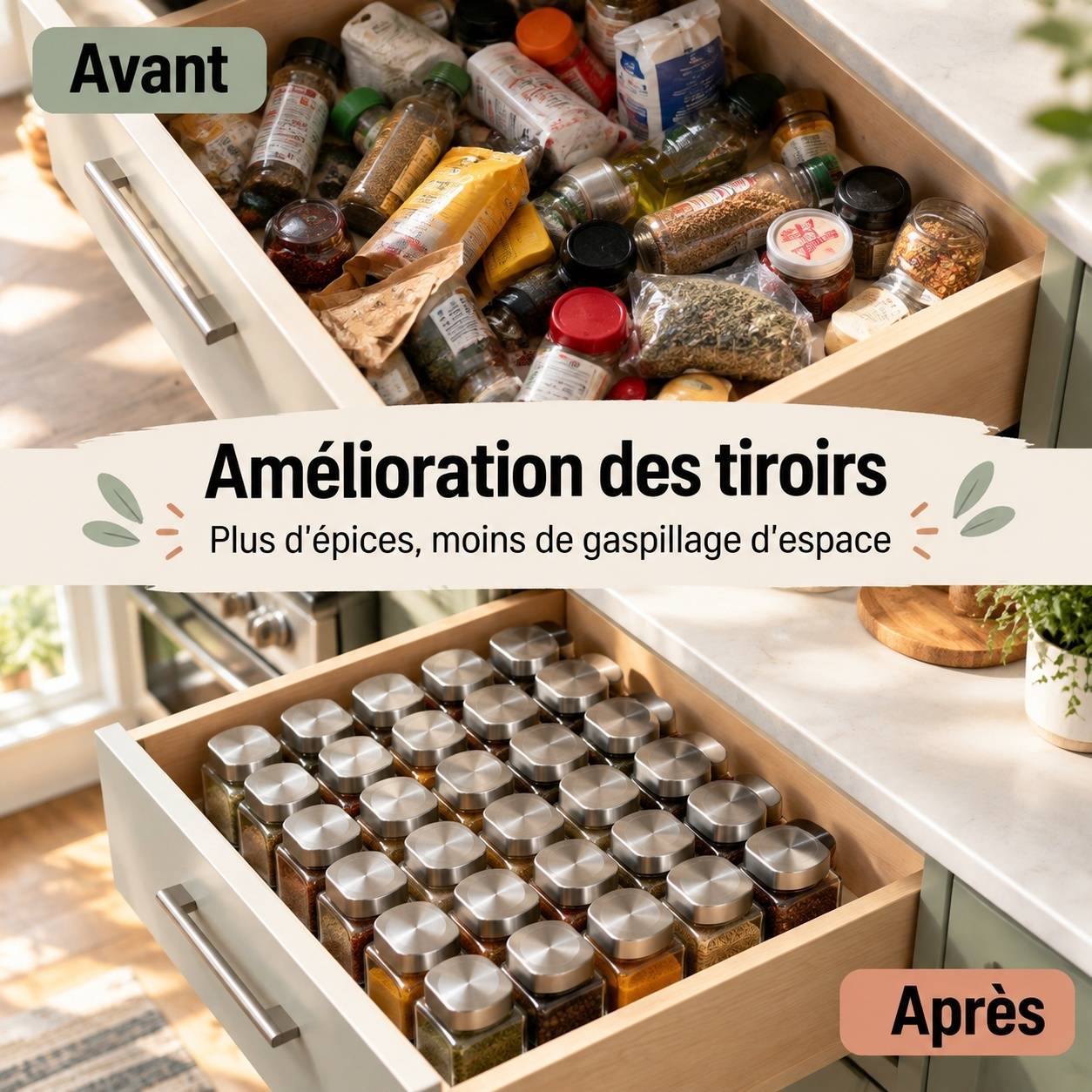 Set de 36 Pots à Épices en Verre avec Couvercles Acier Inoxydable et Gradués - Image 5
