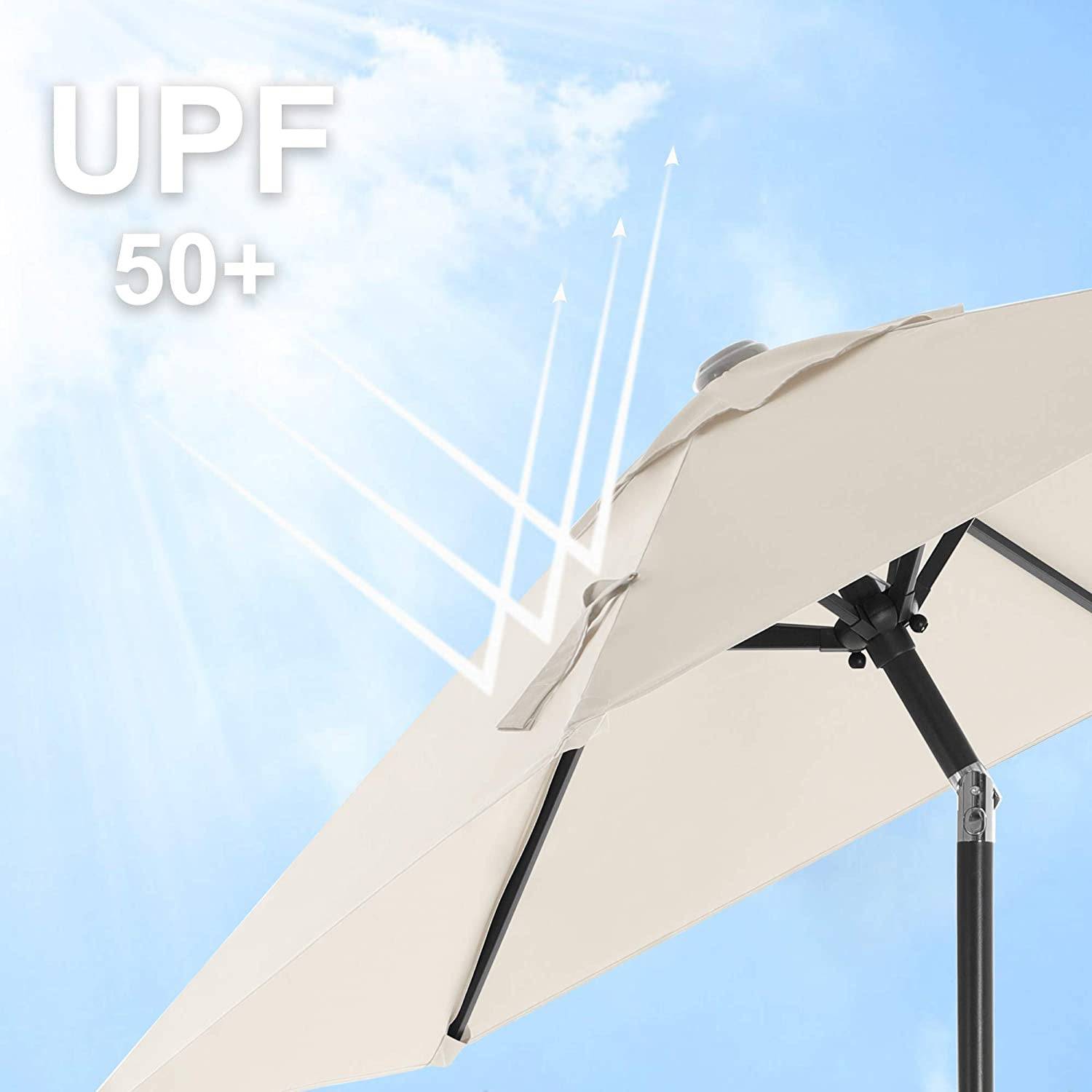 Helloshop26 - Parasol de jardin 2 m ombrelle mât et baleines en métal inclinable socle non inclus pour jardin balcon terrasse extérieur piscine plage beige - Imagen 2