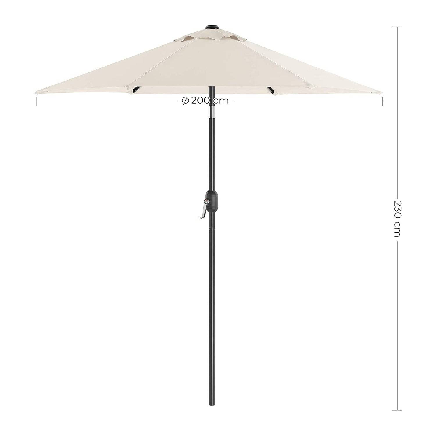 Helloshop26 - Parasol de jardin 2 m ombrelle mât et baleines en métal inclinable socle non inclus pour jardin balcon terrasse extérieur piscine plage beige - Imagen 5