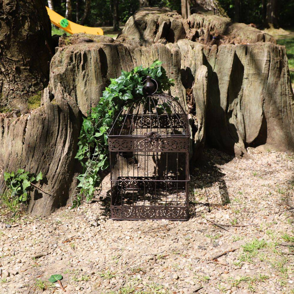 Cage à oiseaux bougeoir en métal marron 51 x 27 x 28 cm Chemin de campagne - Imagen 2