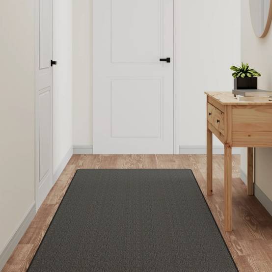 Tapis d'Entrée Lavable en Machine Aspect Sisal Naturel pour Couloir Cuisine Anthracite 80x200 cm – ComfortXL Outdoor Living - Image 1