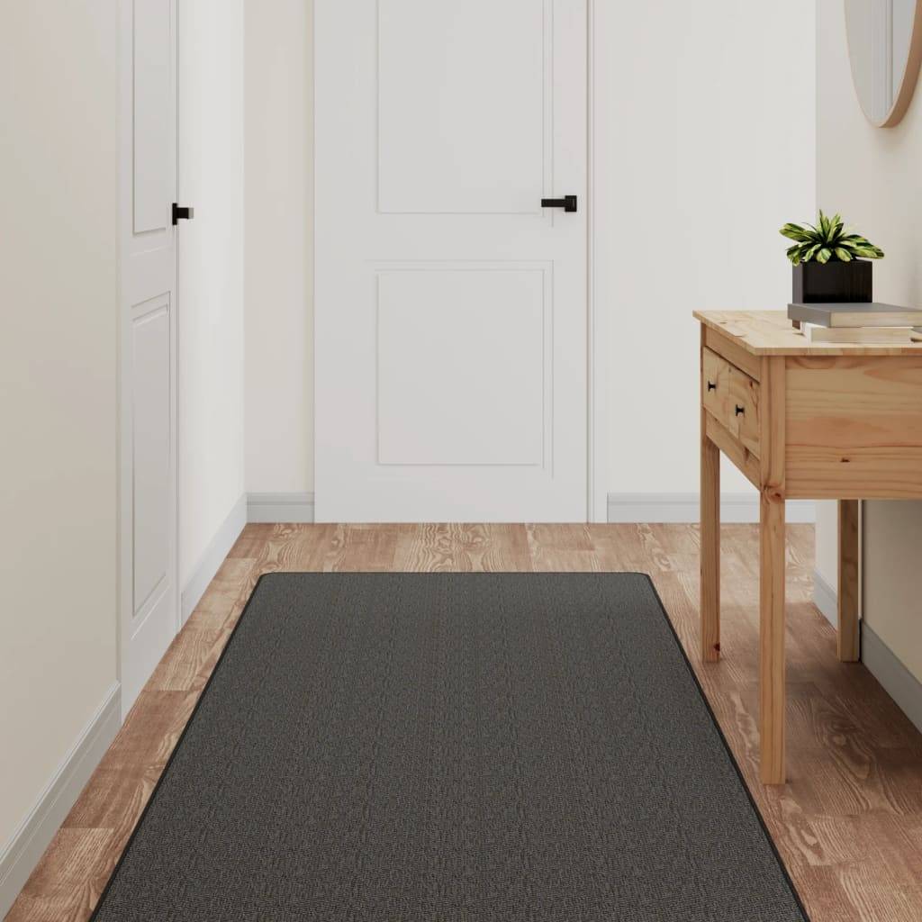 Tapis d'Entrée Lavable en Machine Aspect Sisal Naturel pour Couloir Cuisine Anthracite 80x200 cm – ComfortXL Outdoor Living - Image 1