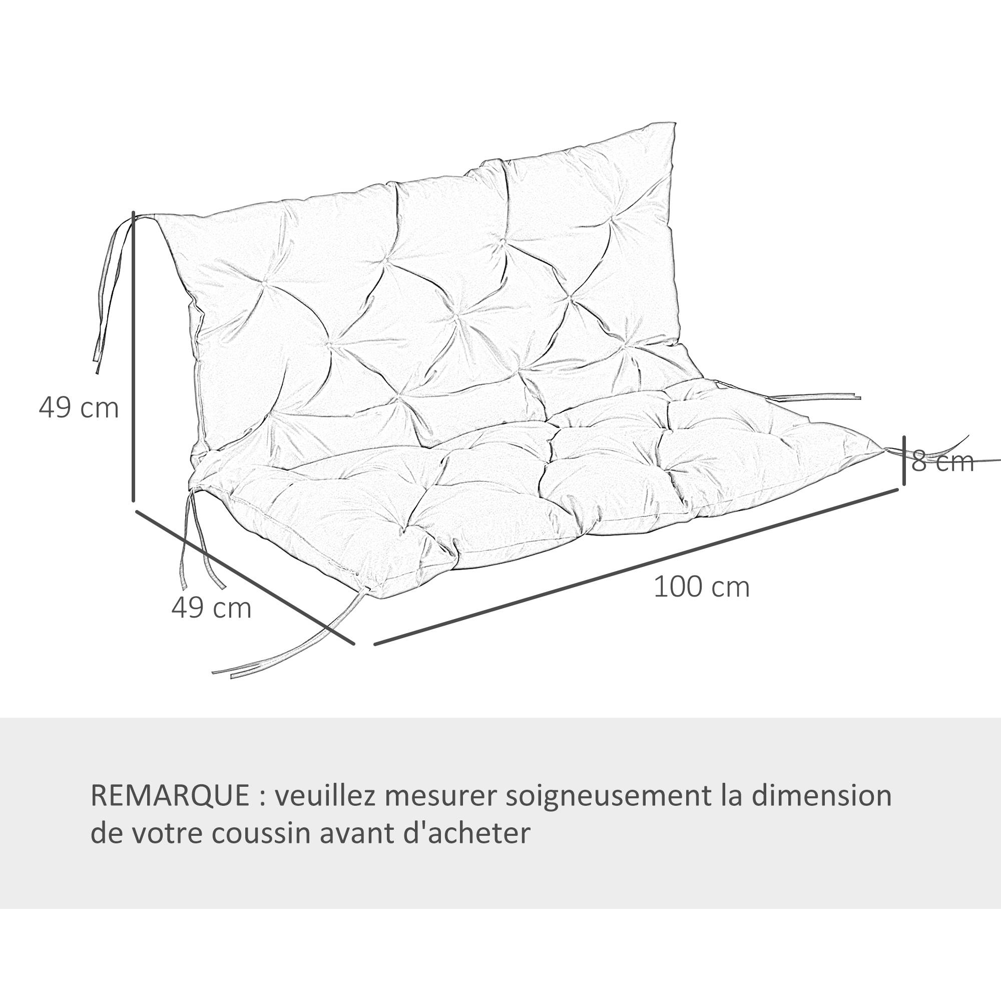 Outsunny - Coussin matelas assise dossier banc balancelle canapé 2 places 100x98x8cm bleu foncé - Outsunny - Image 3