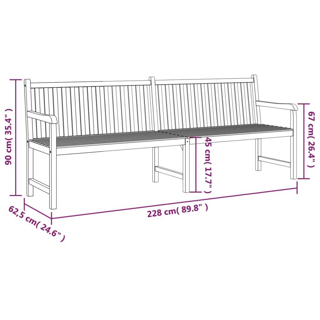 PANGIVO - Banc de jardin bois de teck naturel 228 x 62.5 x 90 cm - PANGIVO - Image 9