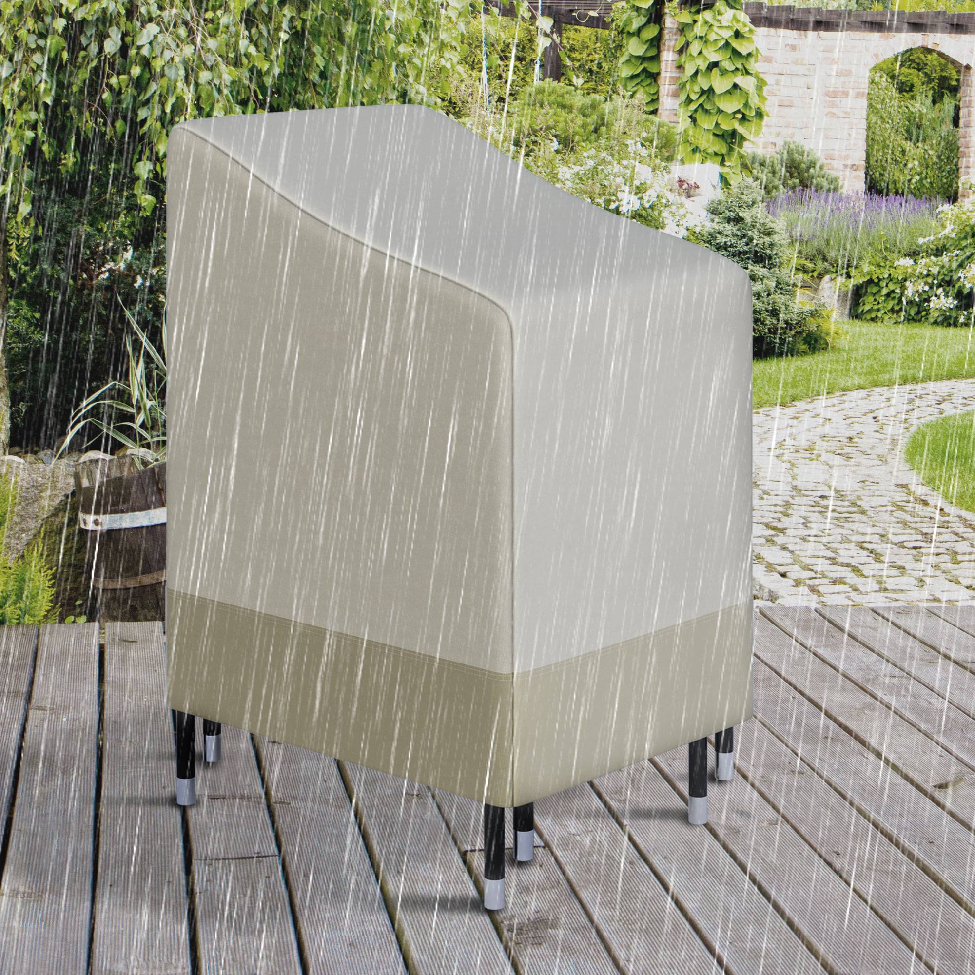 Outsunny - Housse de Protection pour Chaises de Jardin Empilables 90x70x115cm Bâche Étanche Oxford 600D Haute Densité Beige Café - Outsunny - Image 4