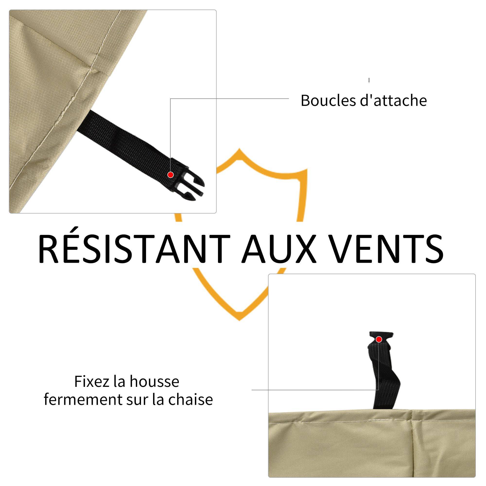 Outsunny - Housse de Protection pour Chaises de Jardin Empilables 90x70x115cm Bâche Étanche Oxford 600D Haute Densité Beige Café - Outsunny - Image 6