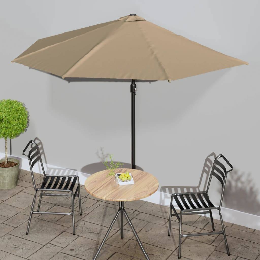 PANGIVO - Demi-parasol aluminium taupe 300 x 155 x 223 cm - PANGIVO - Image 1