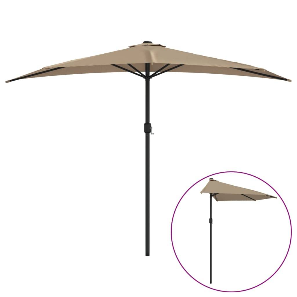 PANGIVO - Demi-parasol aluminium taupe 300 x 155 x 223 cm - PANGIVO - Image 2