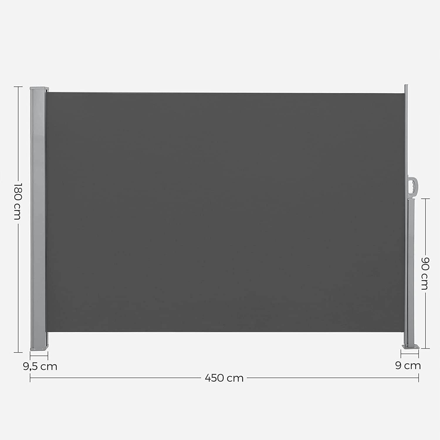 Helloshop26 - Store latéral 180 x 450 cm (h x l) brise-vue rétractable pare-soleil pour balcon terrasse jardin gris anthracite - Imagen 3