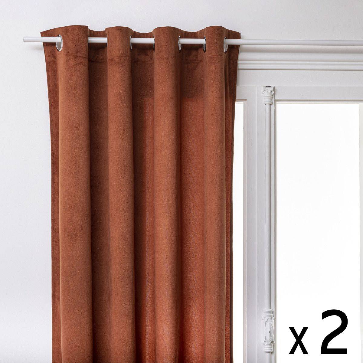 Atmosphera - Lot de 2 Rideaux à  œillets 140 x 260 cm Lilou Terracotta - Imagen 1