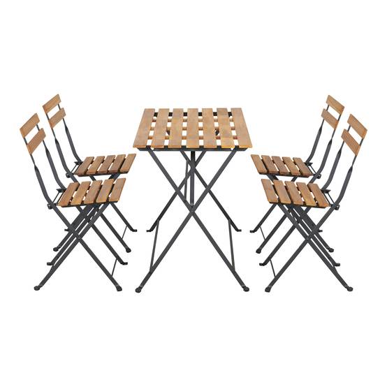 Casa.Pro - Salon de jardin 5 pièces Bovino avec table et 4 chaises pliantes noir naturel casa.pro - Imagen 3