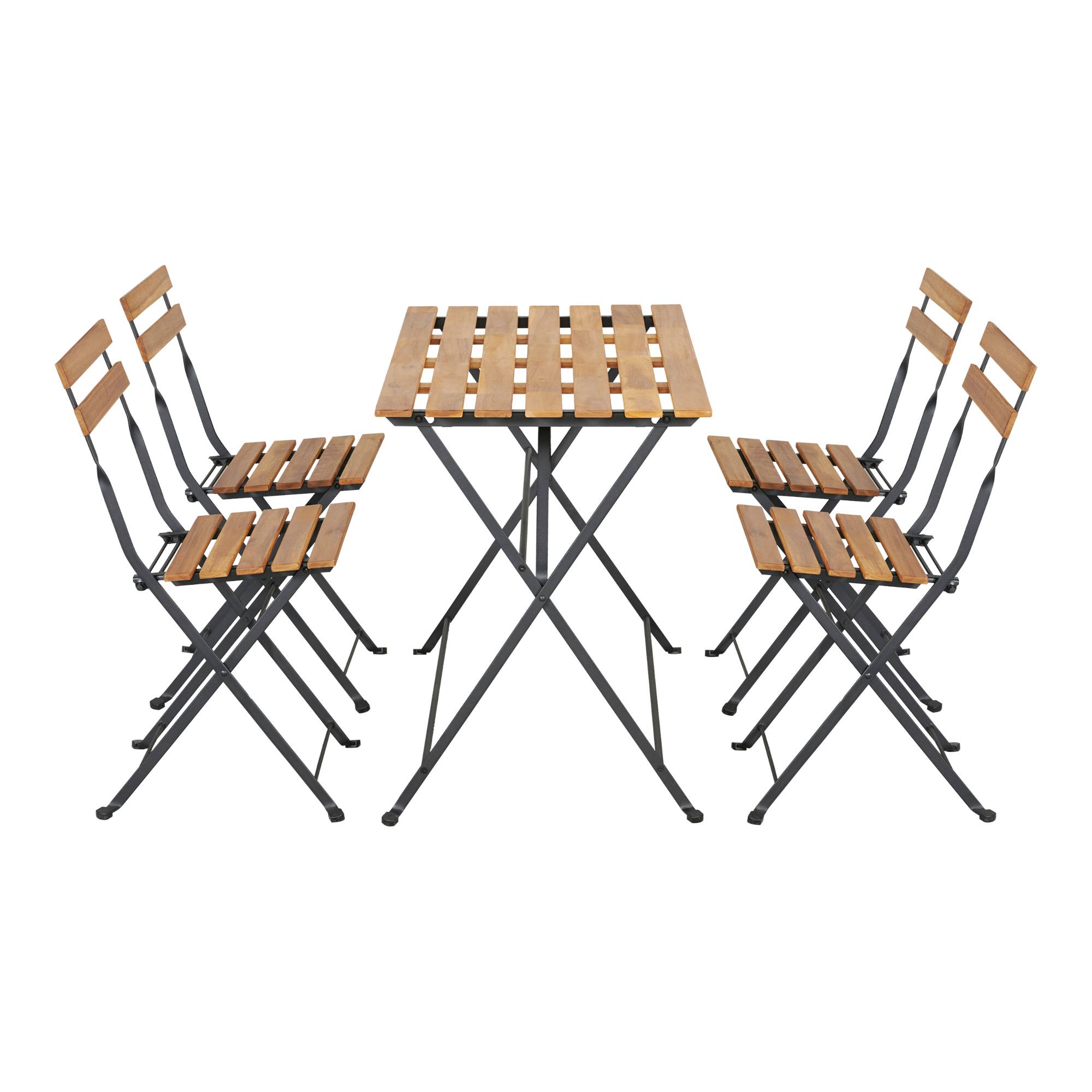 Casa.Pro - Salon de jardin 5 pièces Bovino avec table et 4 chaises pliantes noir naturel casa.pro - Imagen 3
