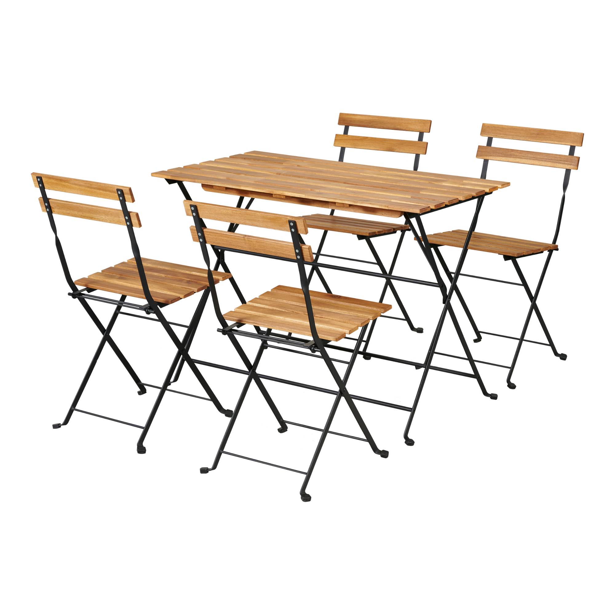 Casa.Pro - Salon de jardin 5 pièces Bovino avec table et 4 chaises pliantes noir naturel casa.pro - Imagen 1