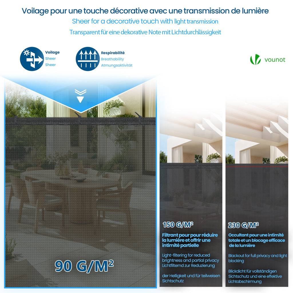 Brise vue occultant en HDPE 90g/m² 1x10m avec attaches de fixation anthracite - Image 4