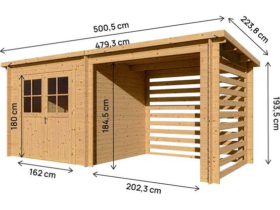 Abri De Jardin Bois Avec Appentis "aureval" - 11m² - 2.24 X 5.01 X 2.07 M - 28 Mm -habitat Et Jardin - Image 3