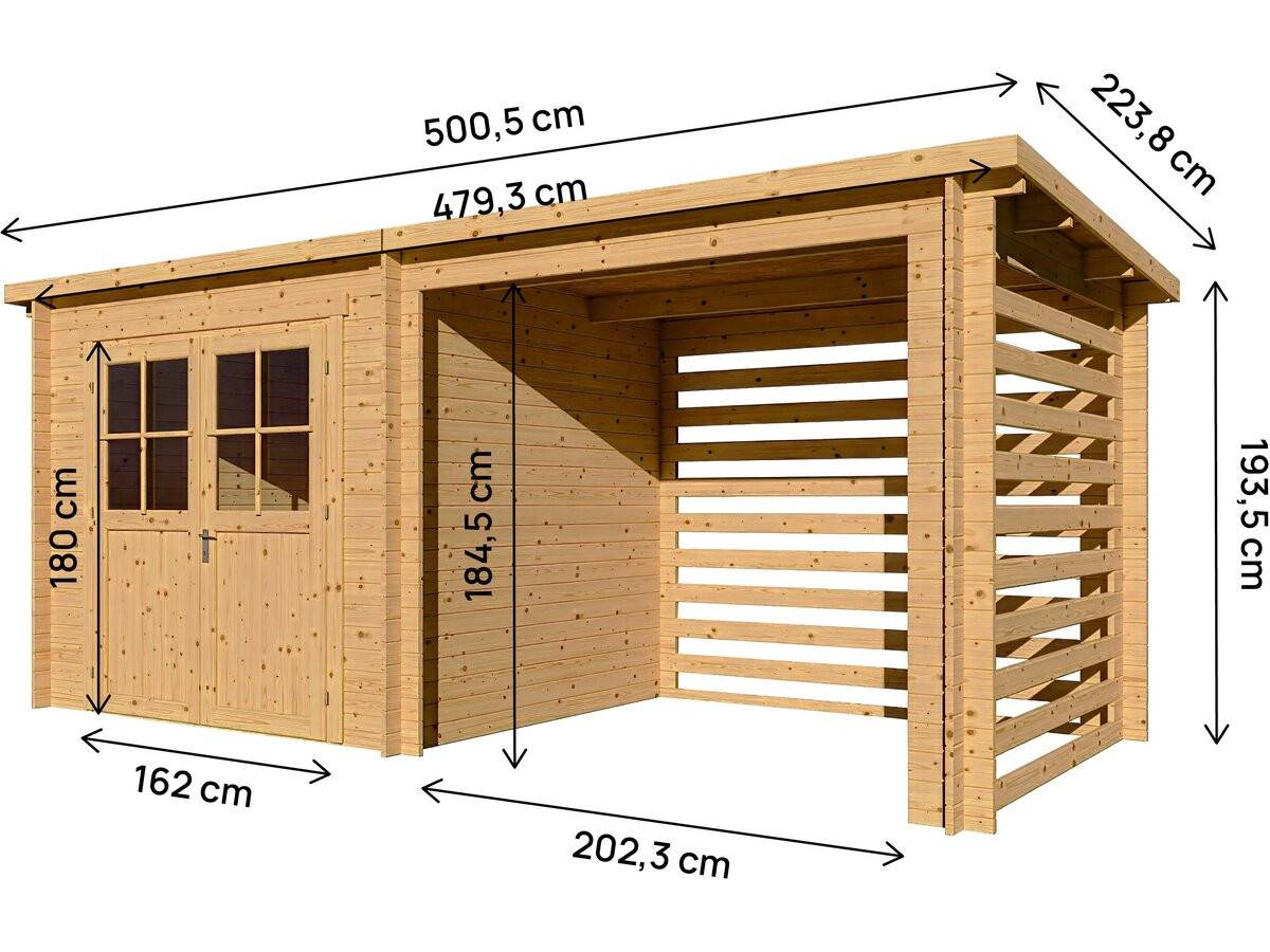 Abri De Jardin Bois Avec Appentis "aureval" - 11m² - 2.24 X 5.01 X 2.07 M - 28 Mm -habitat Et Jardin - Image 3