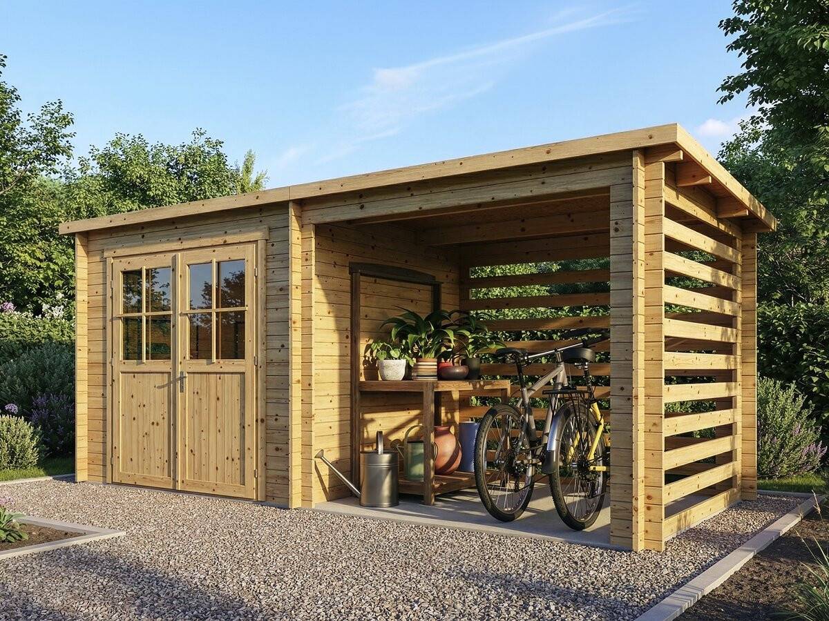Abri De Jardin Bois Avec Appentis "aureval" - 11m² - 2.24 X 5.01 X 2.07 M - 28 Mm -habitat Et Jardin - Image 2