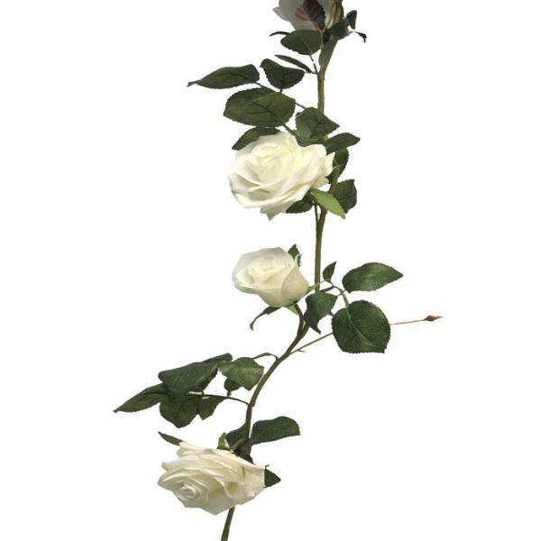 Artificielles - Guirlande roses factices L145cm composée de 7 sublimes roses Crème - couleur: Crème