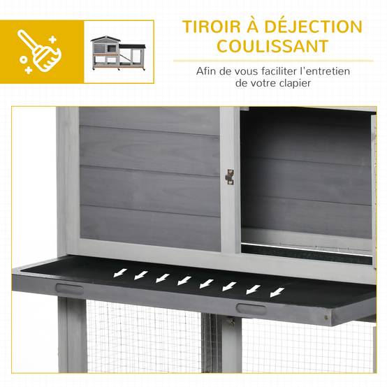 Grande villa clapier bois extérieur sur roulettes 2 étages 3 plateaux gris - ComfortXL Outdoor Living - Image 9