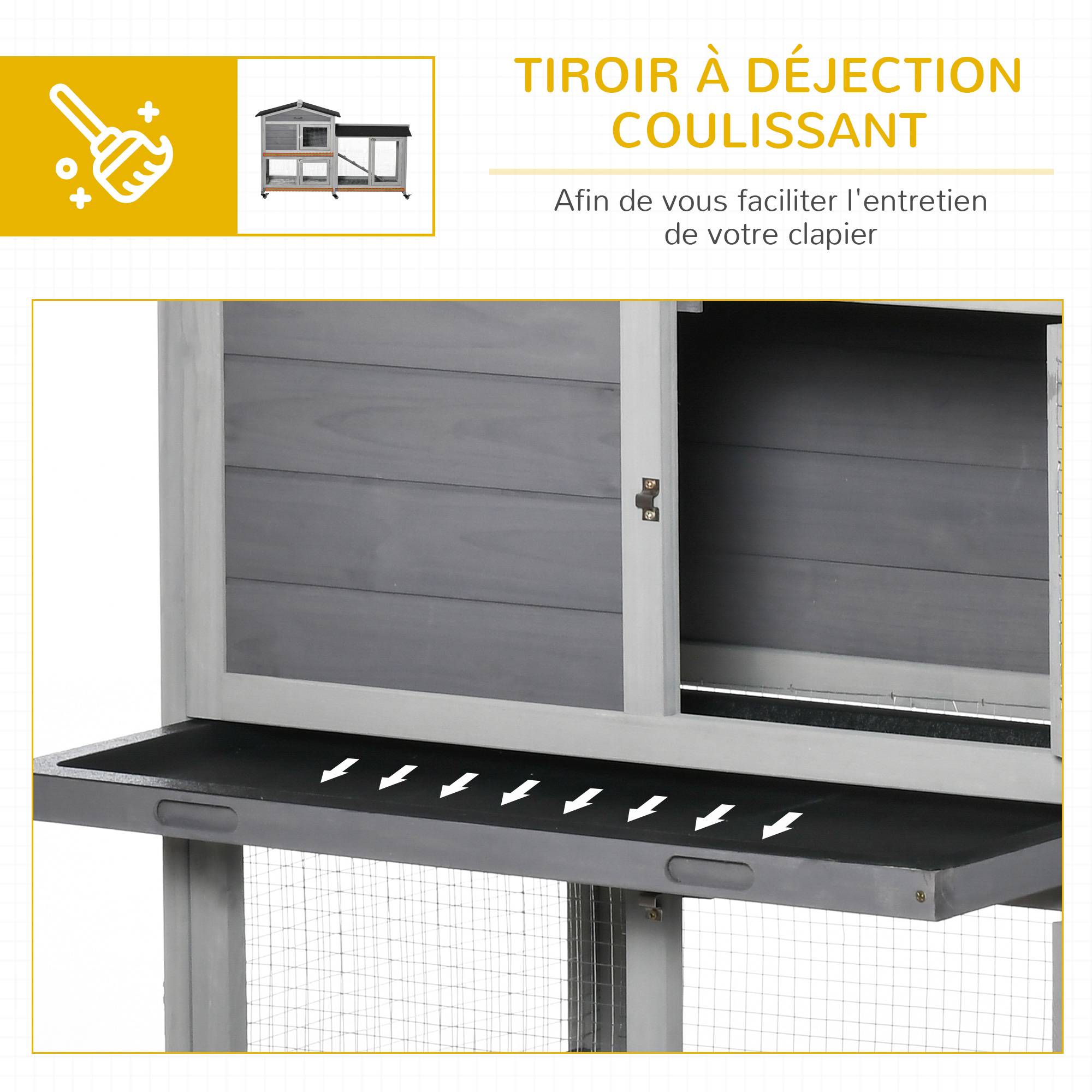 Grande villa clapier bois extérieur sur roulettes 2 étages 3 plateaux gris - ComfortXL Outdoor Living - Image 9