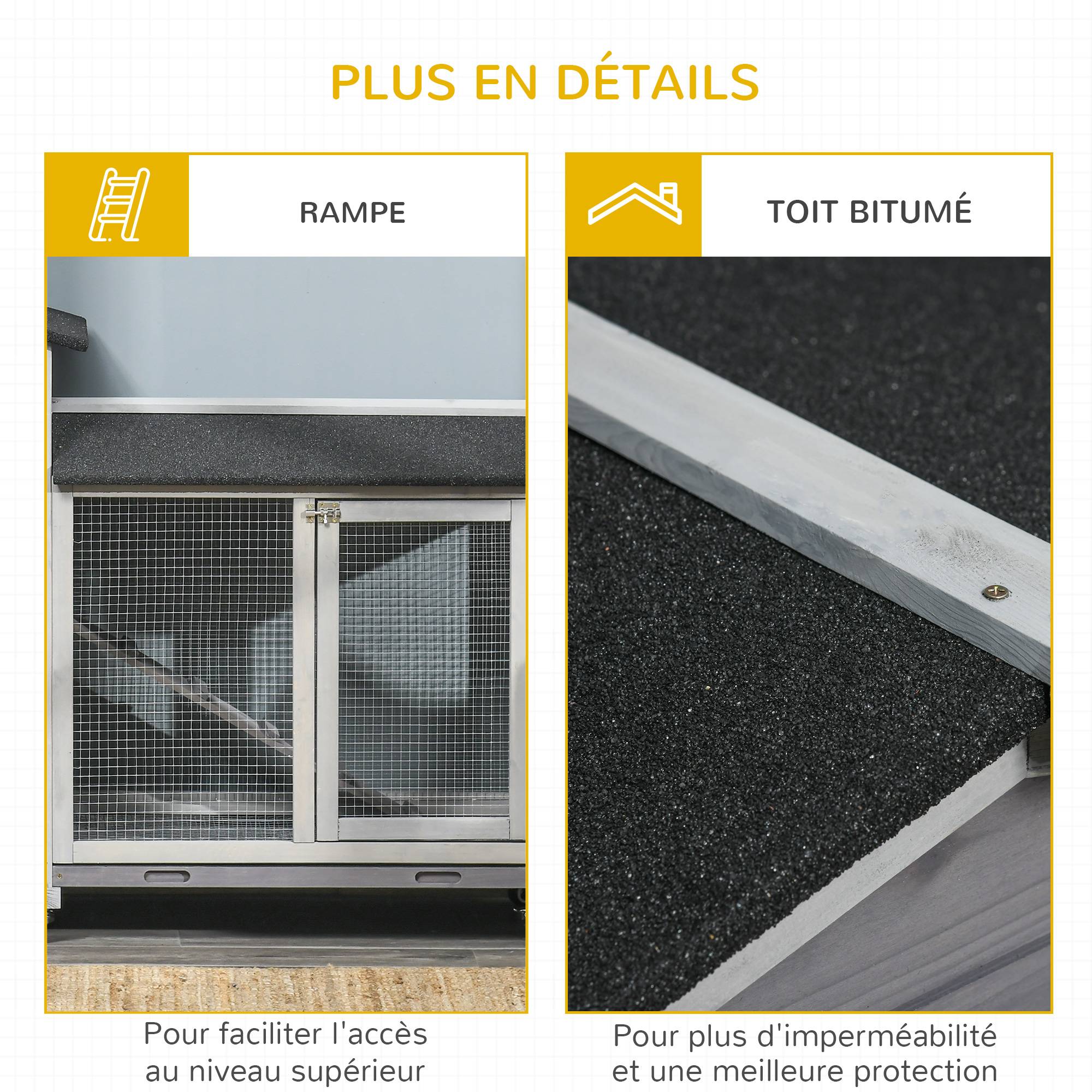 Grande villa clapier bois extérieur sur roulettes 2 étages 3 plateaux gris - ComfortXL Outdoor Living - Image 8