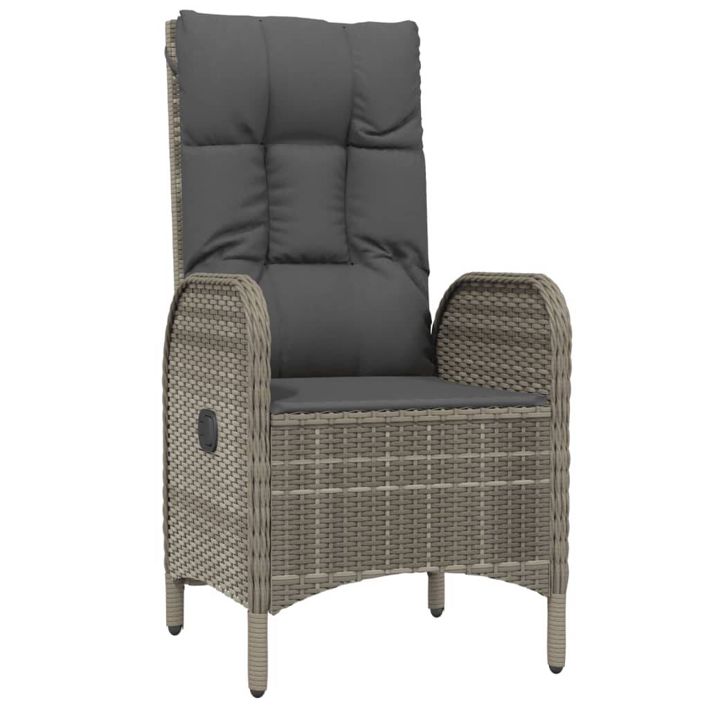 Bistro de jardin 3 pcs résine tressée avec chaises inclinables Gris – ComfortXL Outdoor Living - Image 5