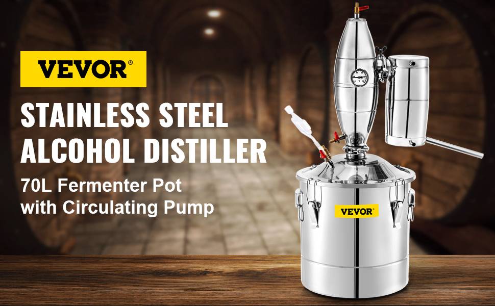VEVOR Distillateur d'eau 70 L alambic inox, kit fermentoir 17,5 kg riz, pour boissons/sauce soja. - Image 9