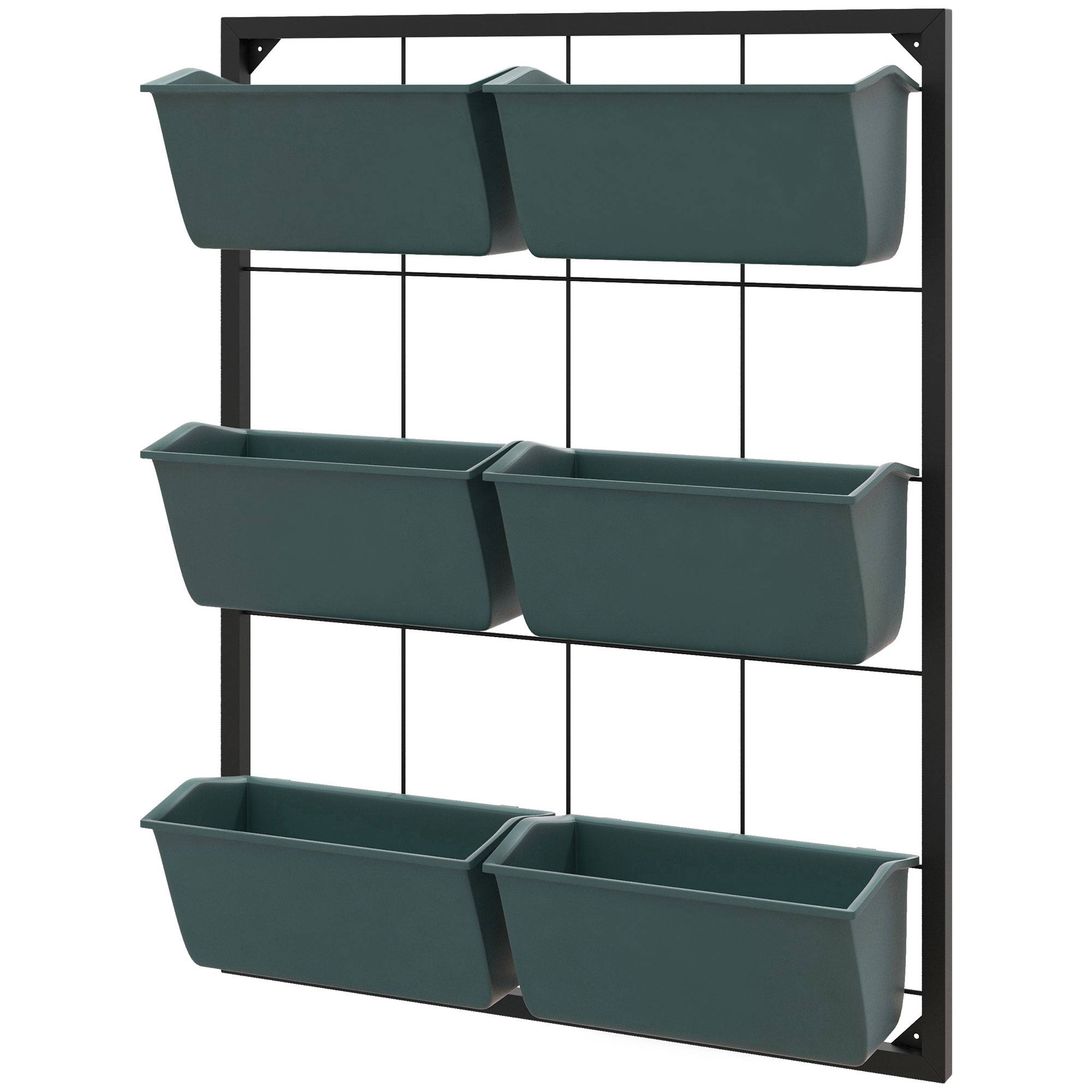 ComfortXL - Potager vertical 3 niveaux 6 pots acier plastique extérieur 52x14x66cm vert foncé - ComfortXL Outdoor Living - Image 2