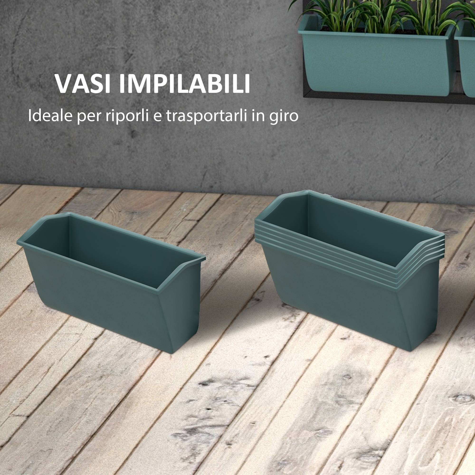 ComfortXL - Potager vertical 3 niveaux 6 pots acier plastique extérieur 52x14x66cm vert foncé - ComfortXL Outdoor Living - Image 9