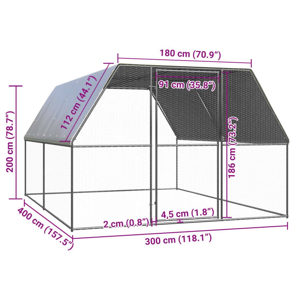Enclos poulailler extérieur 3x4x2 m acier galvanisé avec bâche de toit – ComfortXL Outdoor Living - Image 5