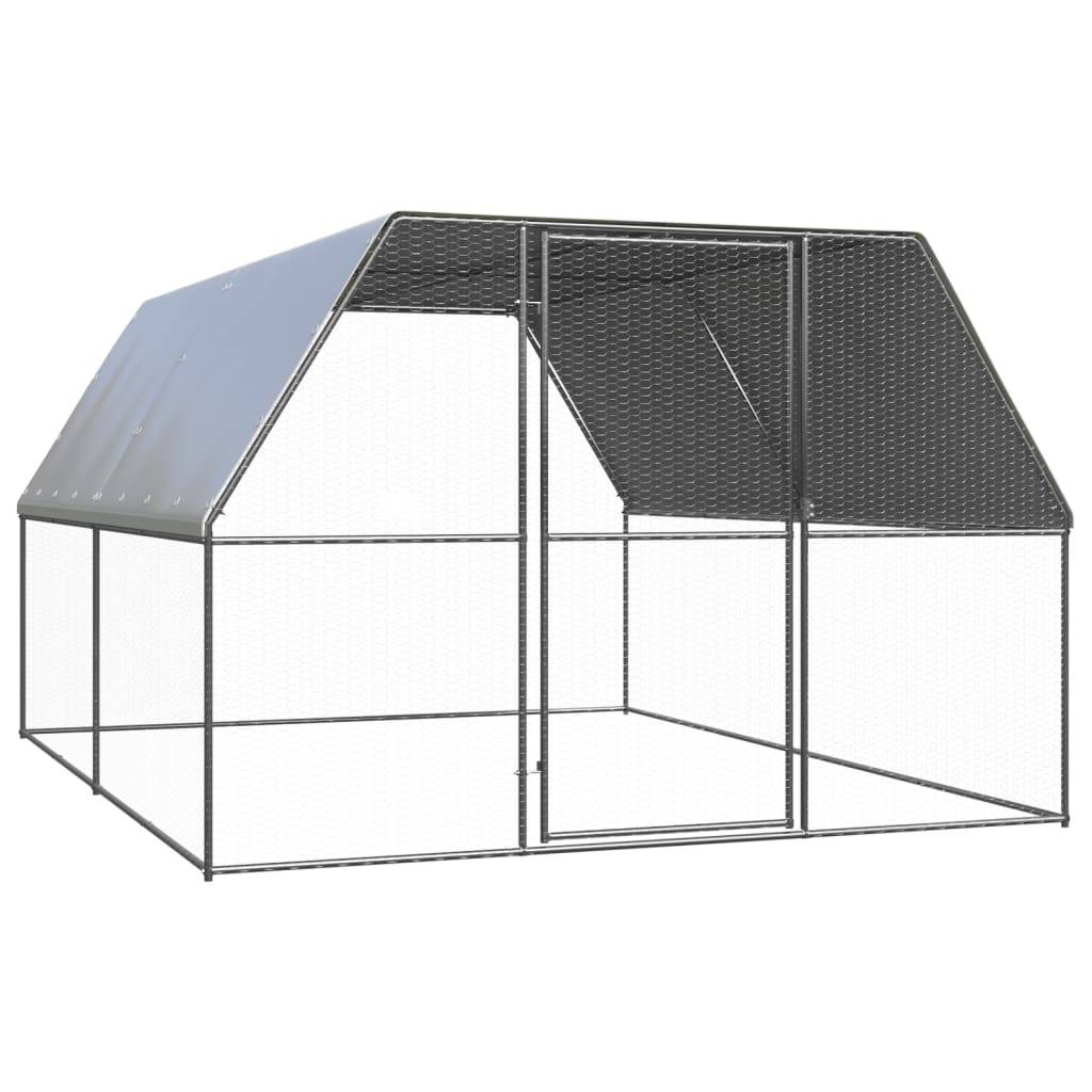 Enclos poulailler extérieur 3x4x2 m acier galvanisé avec bâche de toit – ComfortXL Outdoor Living - Image 1