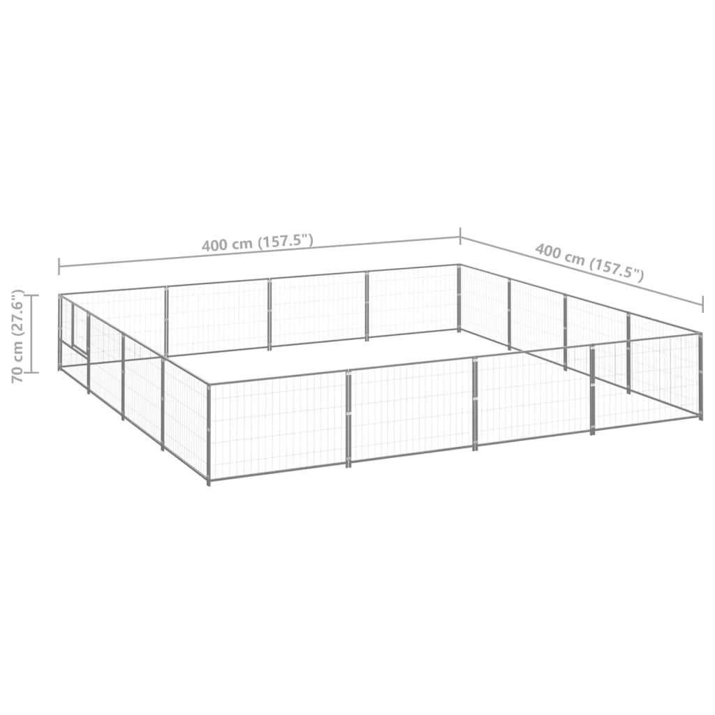 Vidaxl - Chenil Argenté 16 m² Acier vidaXL 3082150 - Imagen 3