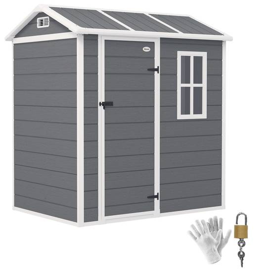 Abri de jardin polypropylène gris 186 x 130 x 199 cm - PANGIVO - Image 1