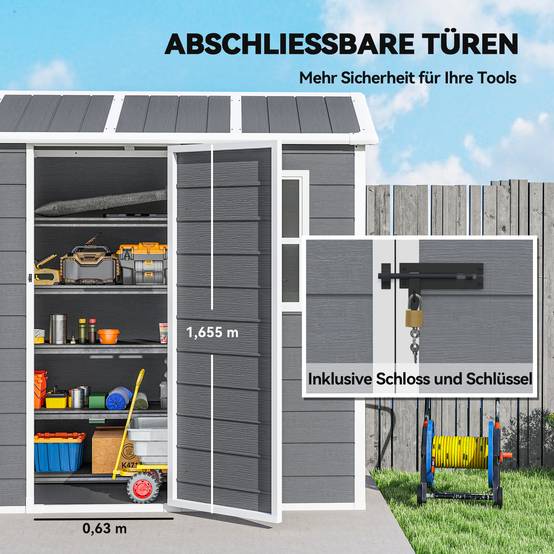 Abri de jardin polypropylène gris 186 x 130 x 199 cm - PANGIVO - Image 10