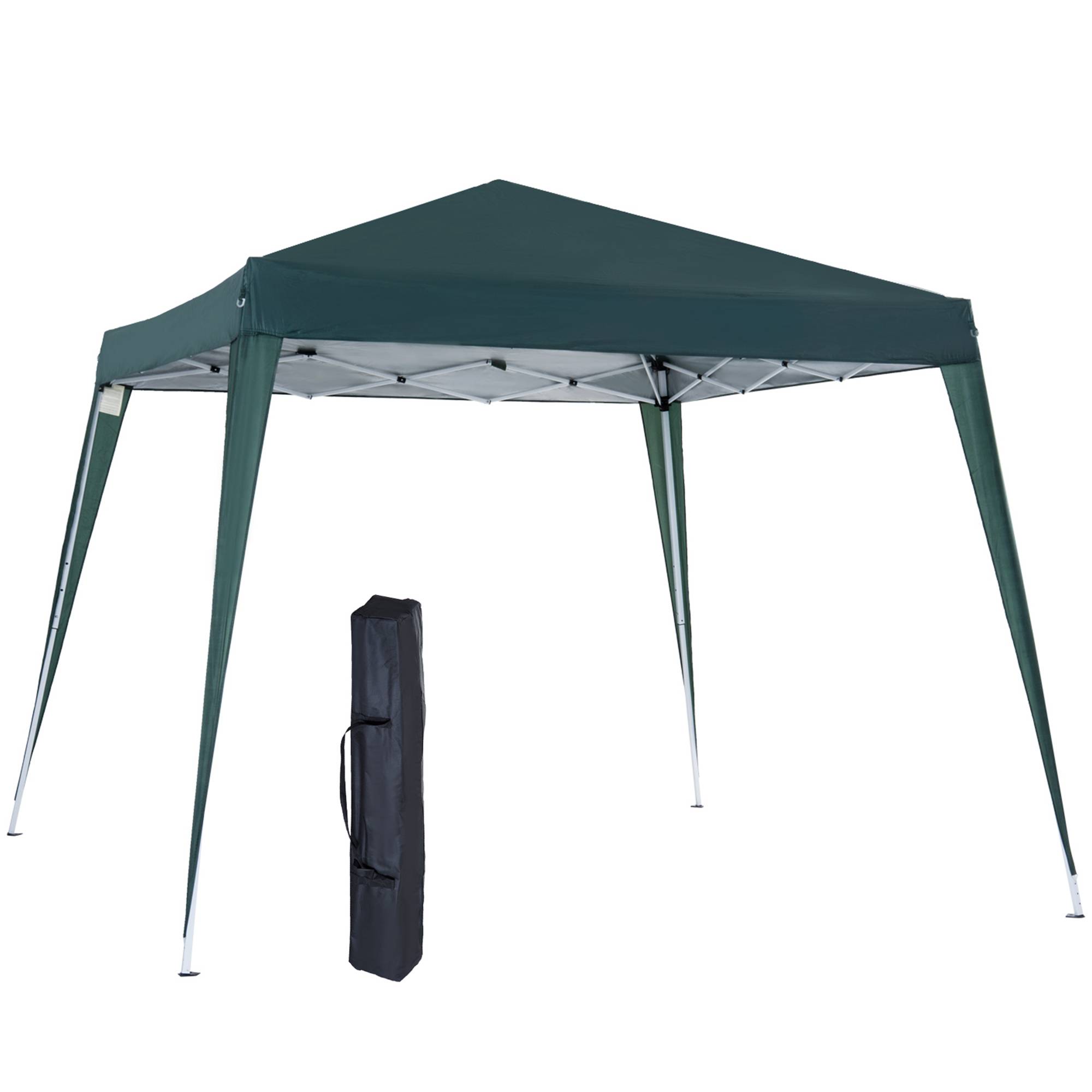 Tente verte 2,4x2,4 m à montage instantané en acier et Oxford, abri design sobre pour jardin pratique et compact